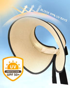 Camptrace Sun Visors for Women Wide Brim Beach Hat Foldable Straw Visor Hat - Image 2