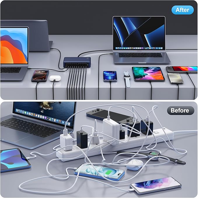 730W USB C Charger Block, 10-Ports GaN V Fast Charging Station Hub, QC4.0+3 PD - Image 5