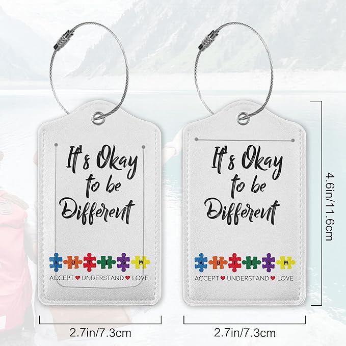 2Pcs Luggage Tag for Suitcase Autism Awareness Cute Suitcase Tag - Image 2