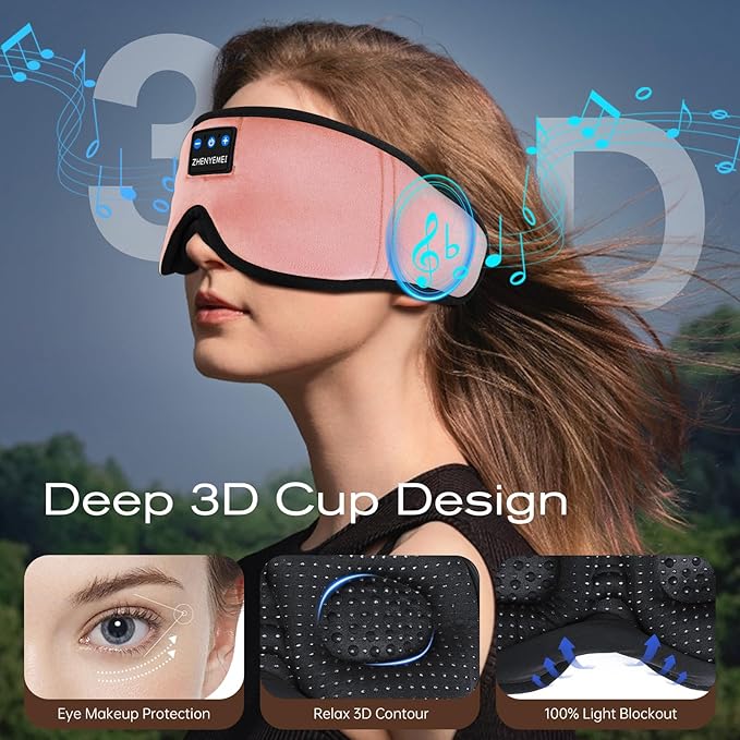 3D Sleep Mask with Bluetooth Headphones, Sleeping Headphones - Image 7