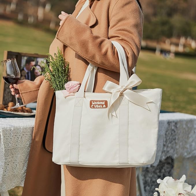 AW BRIDAL Monogram Canvas Tote Bag - Image 8