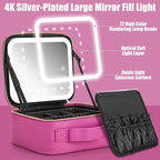 Makeup Travel Train Case with Mirror LED Light 3 Adjustable Brightness Large - Image 4
