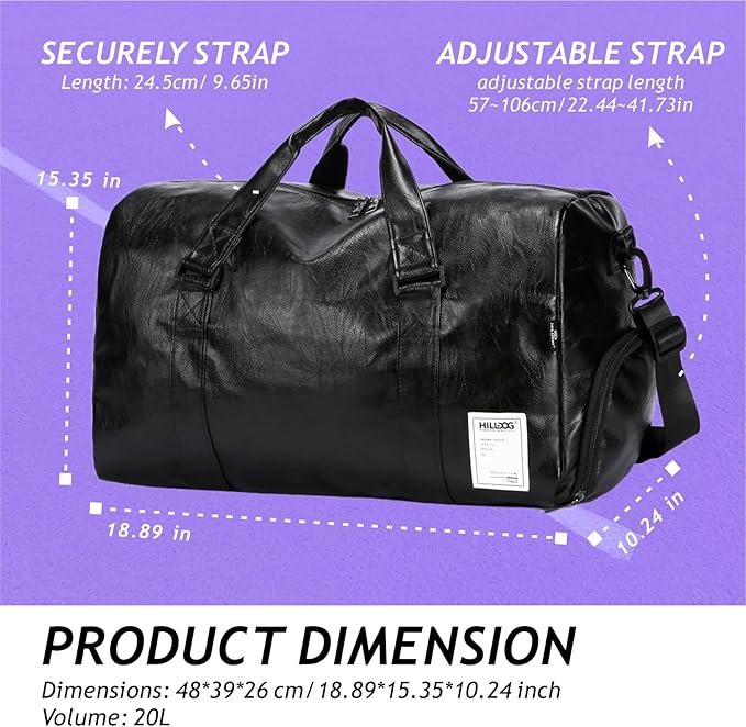 Leather Sports Gym Tote Bag - Image 5