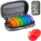 Serfeymi Weekly Travel Pill Organizer 2 Times A Day AM PM Upgraded Rainbow Pill by Serfeymi