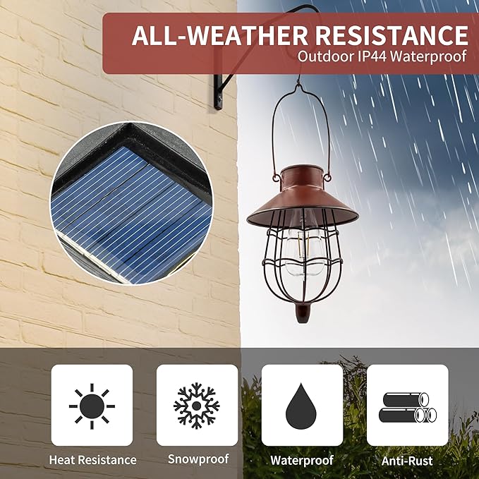 2 Pack Solar Lanterns Outdoor Waterproof Hanging Solar Lights - Image 6