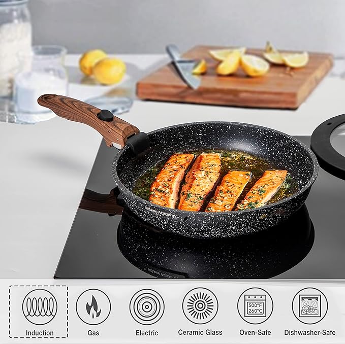 Kitchen Academy Removable Handle Induction Pots and Pans Set - Image 3