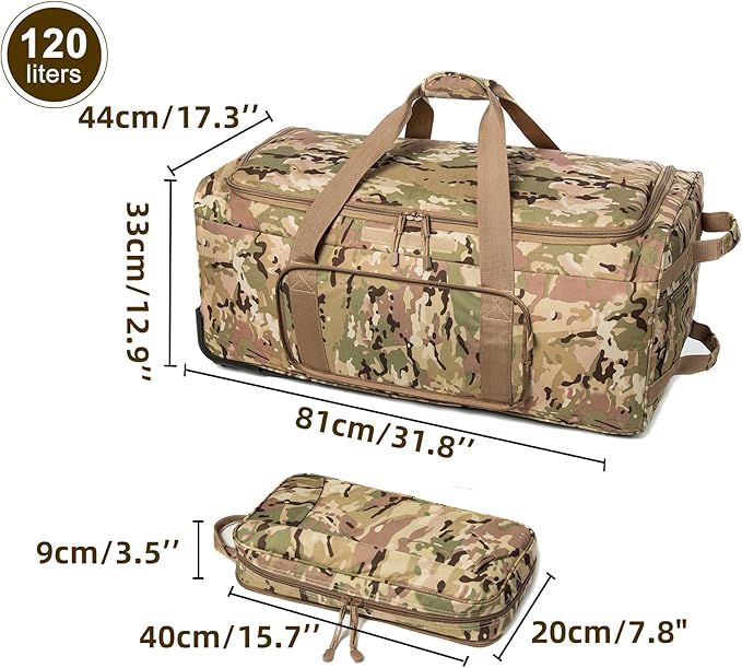 Mountain Land 120L Tactical Duffle Bag Rolling Duffle Bag - Image 6