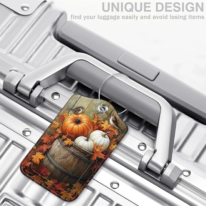Autumn Pumpkin and Bird Set of 2 Luggage Tags - Image 5