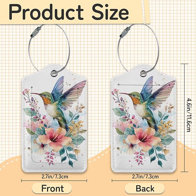 Hummingbird Flowers 3 Pack Luggage Tags - Image 3