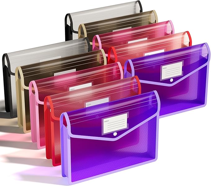 ThinkTex Plastic Expanding File Folder, Transparent Envelopes by ThinkTex