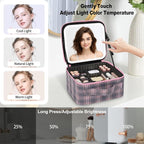 Makeup Bag With LED Mirror, Travel Makeup Case with Light up Mirror Large - Image 2