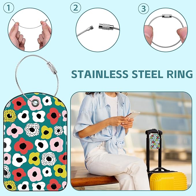 Retro Style Flowers Luggage Tag - Image 3