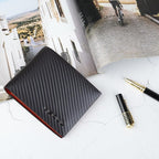 VISOUL Mens Bifold Wallet with 2 ID Windows Carbon Fiber Leather, RFID Blocking - Image 7