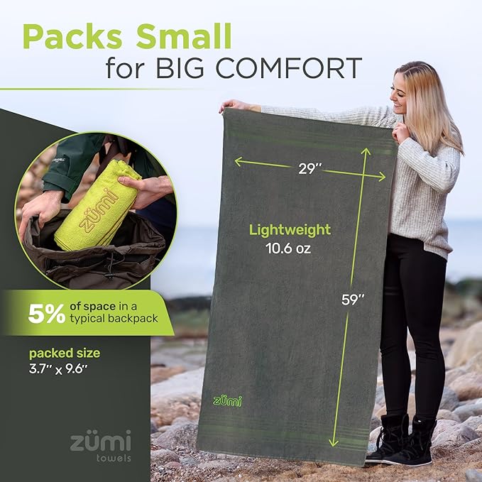 Zumi 100% Cotton Quick Dry Large Travel Towel - Image 4