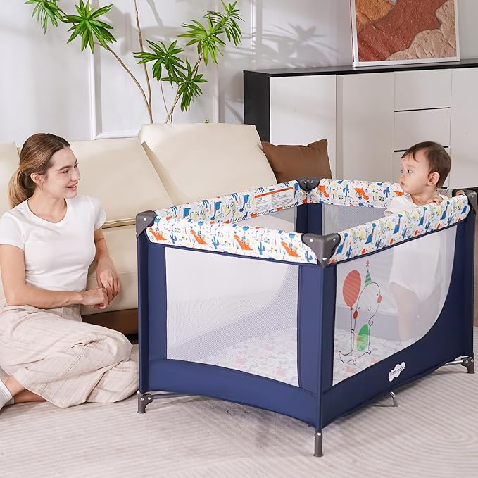 Pamo Babe Travel Foldable Portable Bassinet Baby Infant Comfortable Play Yard - Image 4