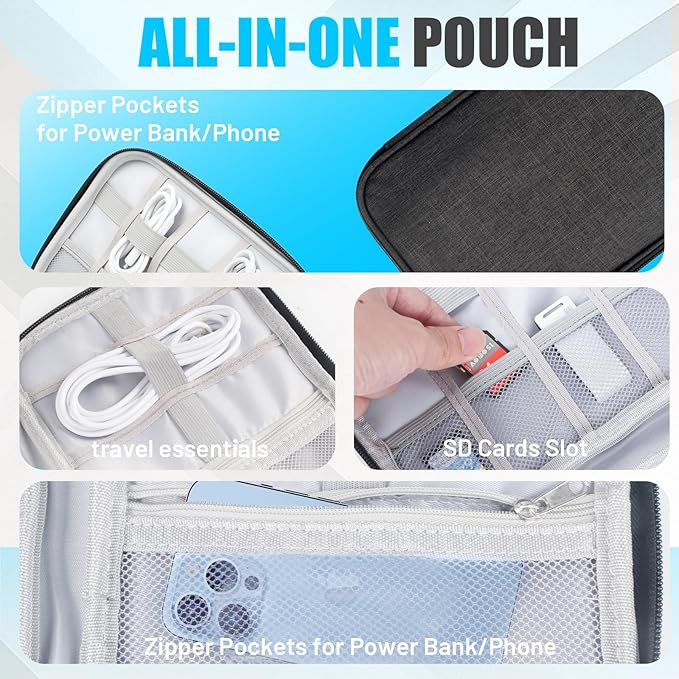 Travel Cable Organizer Bag, Electronics Organizer Tech Pouch - Image 3