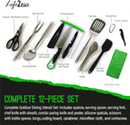 12 Pcs Camp Cooking Utensil Set & Outdoor Kitchen Gear Cookware Kit, Portable - Image 2