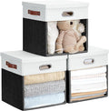Fabric Storage Cubes with Clear Windows and Lids, Decorative Storage Boxes by Roobyl
