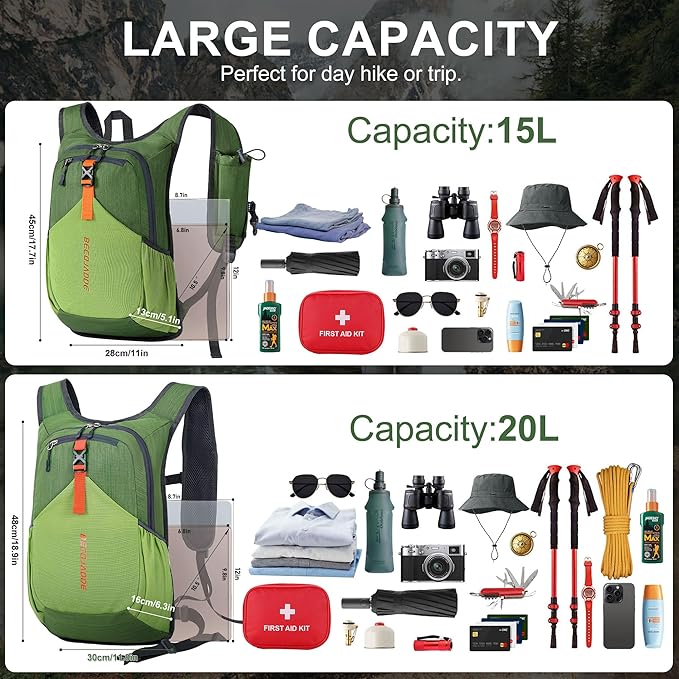 15L Small Hiking Backpack for Men Women Foldable Packable Back Pack Ultralight - Image 5