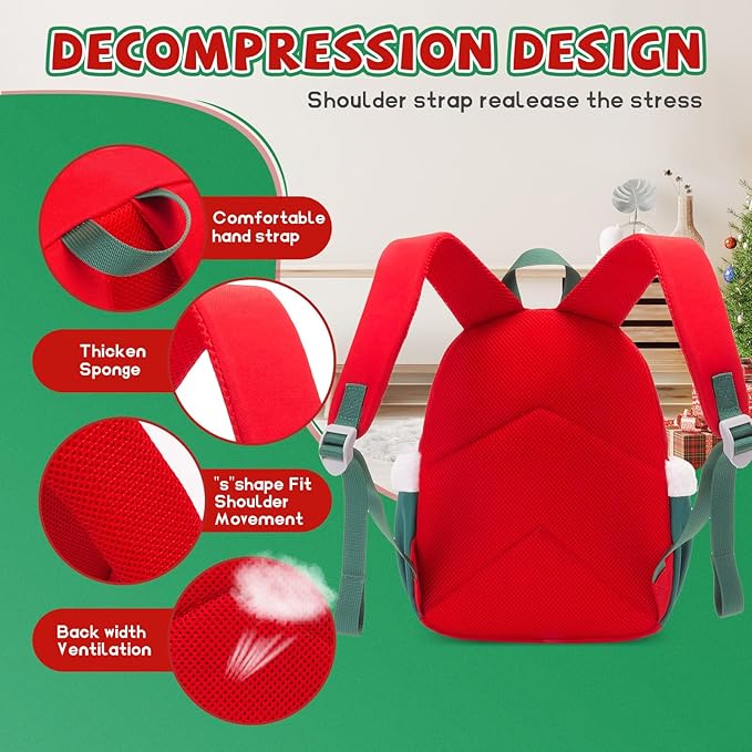 SUN EIGHT Kids Christmas Backpack – Glow in the Dark Santa & Reindeer Design - Image 5