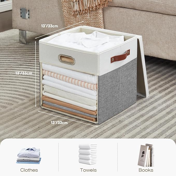 Fabric Storage Cubes with Clear Windows and Lids, Decorative Storage Boxes - Image 2