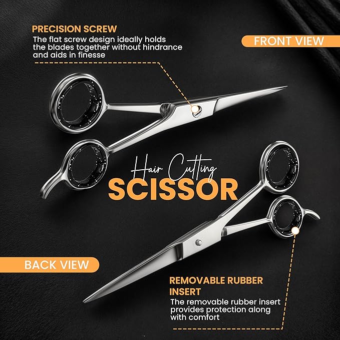 Utopia Care Hair Cutting and Professional Hairdressing Scissors 6.5 Inch, Premium Stainless Steel Shears with Smooth Razor and Sharp Edge Blades for Salons, Men, Women and Kids, Silver