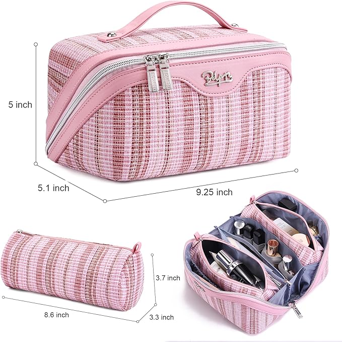 Travel Makeup Bag for Women: Large Capacity Open Flat Make up Bag Set of 3 - Image 2