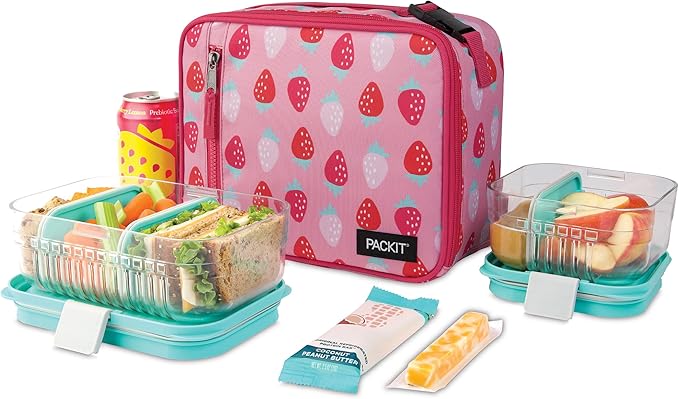 PackIt Freezable Classic Lunch Box, Sweet Strawberry, Built - Image 5
