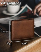 Mens Wallet Genuine Leather Bifold RFID Blocking Wallet - Image 7