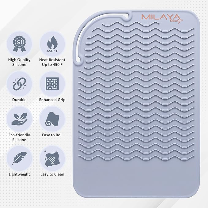 Vanity Accessories - Heat Resistant Mat – Silicone Flat Iron & Curling Iron Holder, Non-Slip Vanity Mat & Hot Tool Mat for Home, Salon, or Travel Use