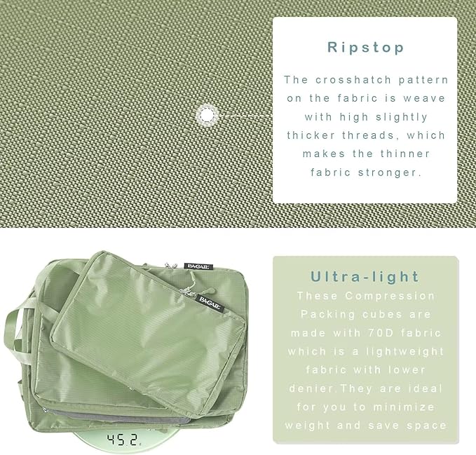 BAGAIL 6 Set Ultralight Compression Packing Cubes Packing Organizer - Image 4