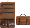 KomalC Premium Buffalo Leather Hanging Toiletry Bag Travel Dopp Kit by KomalC