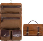 KomalC Premium Buffalo Leather Hanging Toiletry Bag Travel Dopp Kit by KomalC