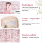 Makeup Bag 3 PCS Quilted Cosmetic Bags - Image 4