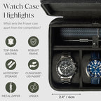 TAWBURY 3 Slot Watch Case Plus Storage – Luxury Leather Watch Travel Case - Image 4