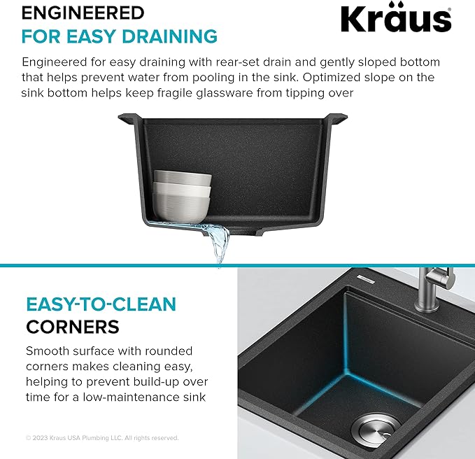 KRAUS Bellucci 18-inch Granite Workstation Drop In Top Mount Single Bowl - Image 11