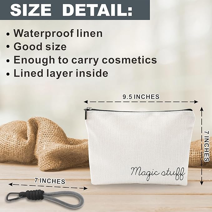 Funny Make Up Bag For Woman, Cosmetic Bag With Hand Strap - Magic Staff - Lined Toiletry Bag, Minimalism Pouch, Girl Organizer With Zipper, Women Essentials & Accessories - B10
