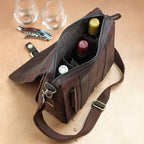 Wine Enthusiast 3-Bottle Leather Wine Tote Bag | Handcrafted Leather Wine - Image 2