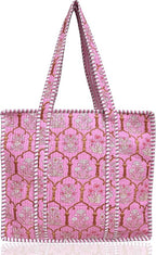 Cotton Quilted Tote Bag for Women – Large Beach & Travel Tote by ThirdEyeExport