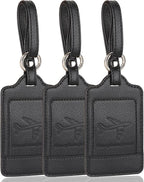 Teskyer Luggage Tags, 3 Pack Premium PU Leather Luggage Tags by TESKYER