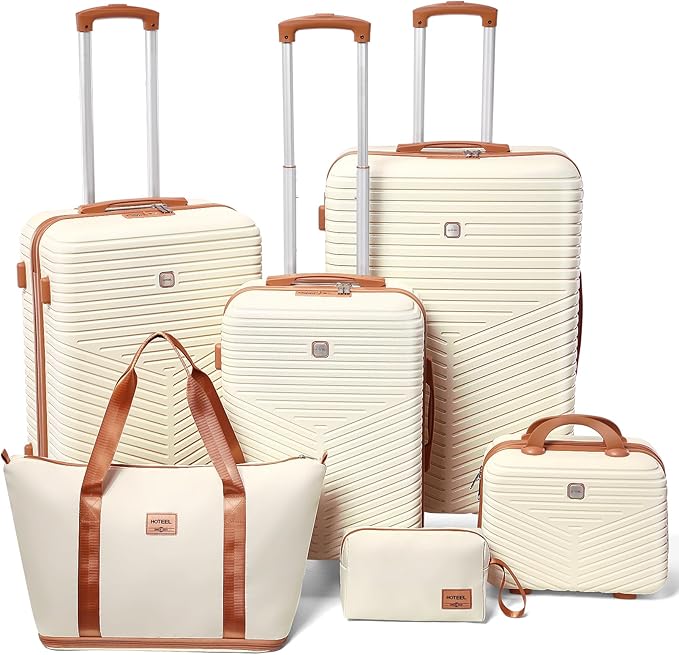 Hoteel 6 Piece Luggage Set Carry on ABS+PC Hard Shell Suitcase by HOTEEL