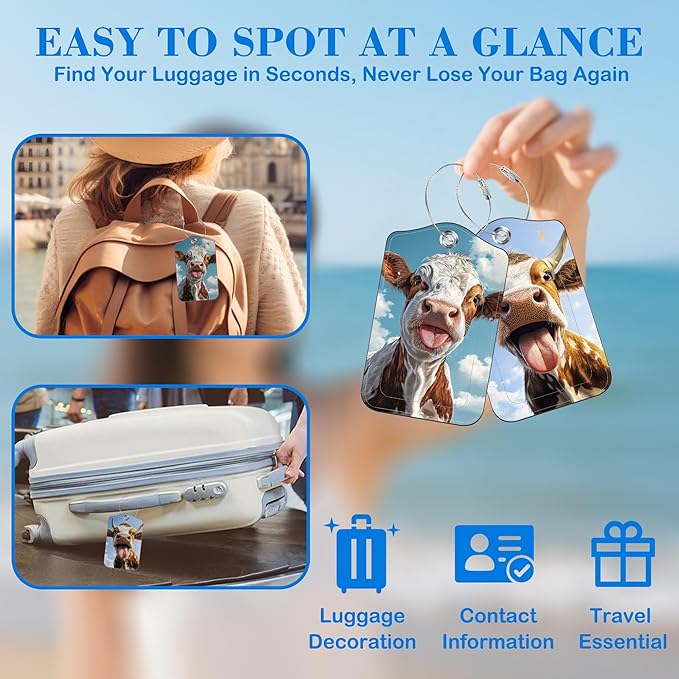 Cute Cow Sticking Out Tongue Luggage Tags - Image 6