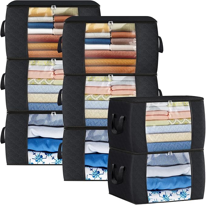 Fab totes 24 Gallons Clothes Storage, Foldable Thick Fabric Blanket Storage Bags by Fabtotes