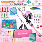 ODDSPRO Kids Fishing Pole Pink, Portable Telescopic Fishing Rod and Reel Combo - Image 2