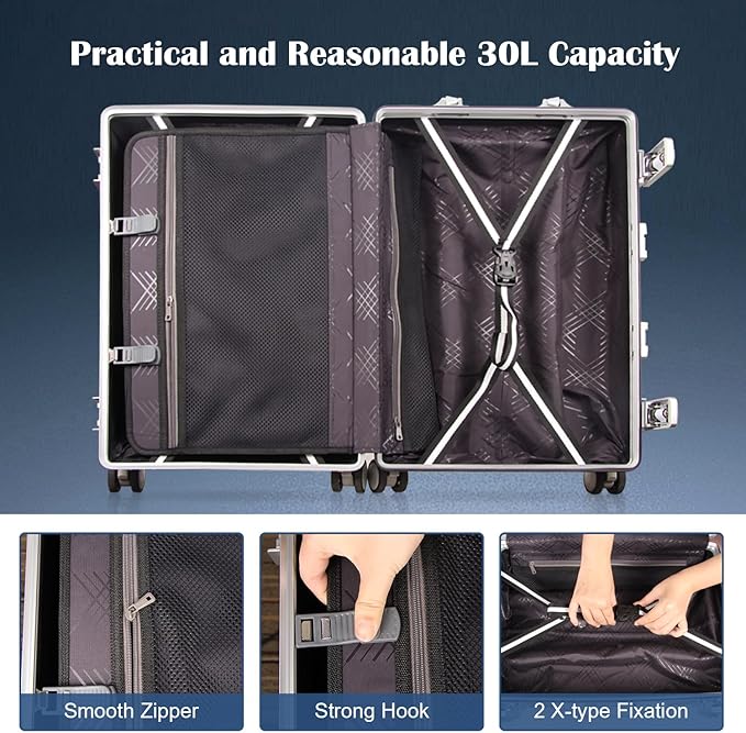 DOMINOX All Aluminum Carry On Luggage Hard Shell Luggage Aluminum Suitcase - Image 7