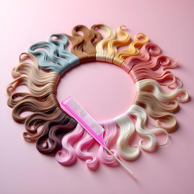 1Pc Pink Hair Tail Combs Pin Parting Comb, Carbon Fibre Metal-Pin Rat Tail Comb Hair Styling Tool For Salon Braiding, Styling Tools and Appliances