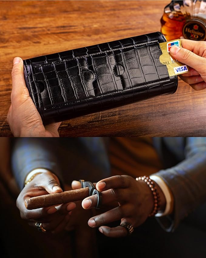 MR.OKAY 3 Watch Travel Case-Classic Leather Watch Case - Image 5