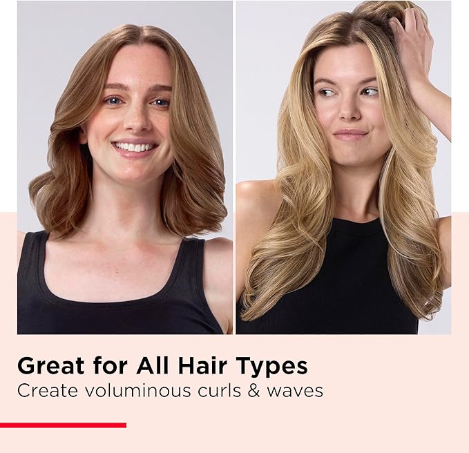 REVLON New and Improved SmoothStay Coconut Oil-Infused Heated Hair Styling Brush | 1” Barrel for Voluminous, Shiny Results (Black/Red)