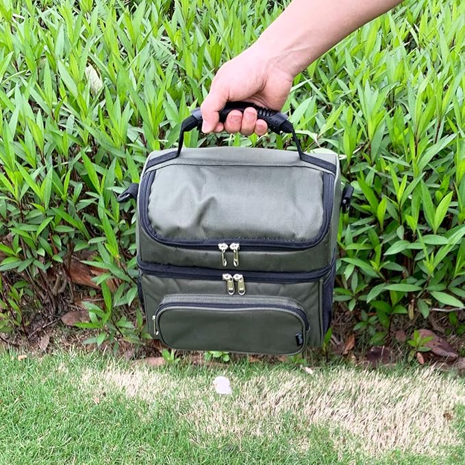 FlowFly Double Layer Cooler Insulated Lunch Bag Adult Lunch Box Large Tote Bag - Image 8