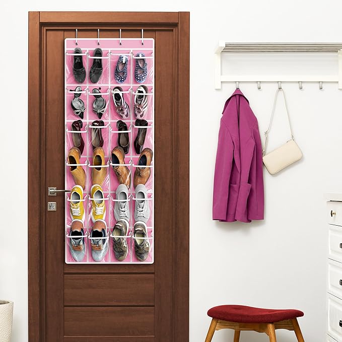 Simple Houseware 24 Pockets Large Clear Pockets Over The Door Hanging Shoe - Image 6